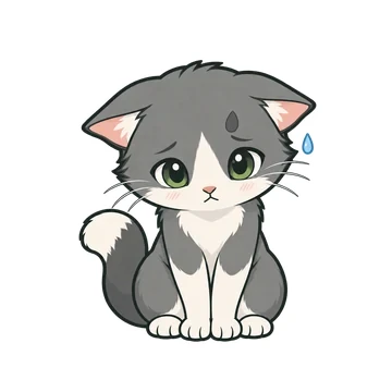 미안해요 감정을 표현하는 회색과 흰색 ClipMate 고양이