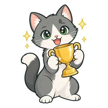 최고! 감정을 표현하는 회색과 흰색 ClipMate 고양이