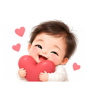 사랑해요 감정을 표현하는 포근한 신생아 캐릭터