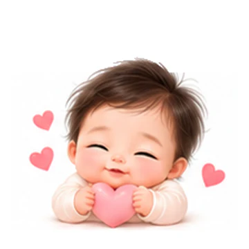 고마워요 감정을 표현하는 포근한 신생아 캐릭터