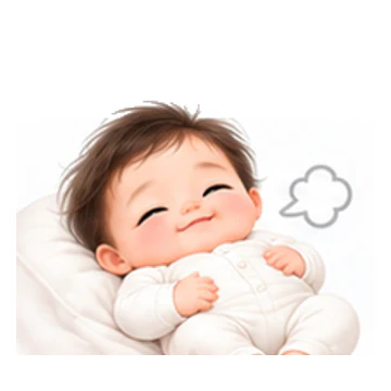 배불러요 감정을 표현하는 포근한 신생아 캐릭터