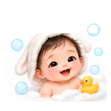 목욕했어요 감정을 표현하는 포근한 신생아 캐릭터