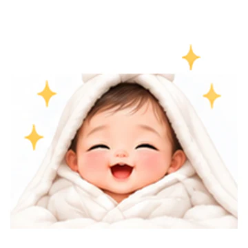 개운해요 감정을 표현하는 포근한 신생아 캐릭터