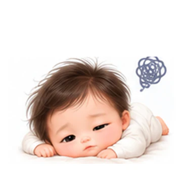 힘들어요 감정을 표현하는 포근한 신생아 캐릭터