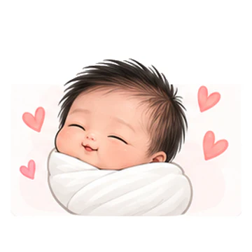 사랑해요 감정을 표현하는 베넷 포대기 신생아 캐릭터