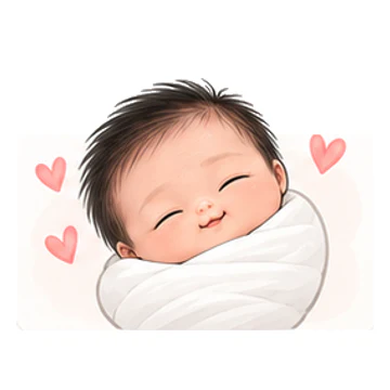 행복해요 감정을 표현하는 베넷 포대기 신생아 캐릭터