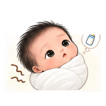 배고파요 감정을 표현하는 베넷 포대기 신생아 캐릭터